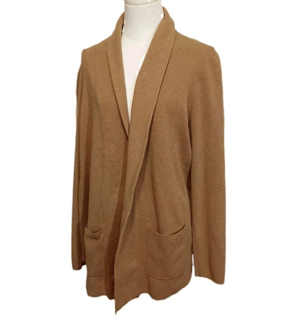 J.CREW women's Camel Open Front Cotton Cardigan Sweater Size XL